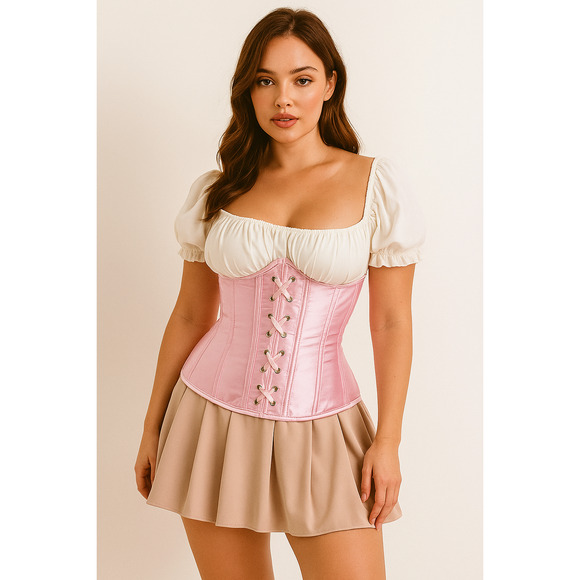 Corset top pink adjustable milkmaid fairycore fairytale Bridgerton kawaii size M - Picture 1 of 8